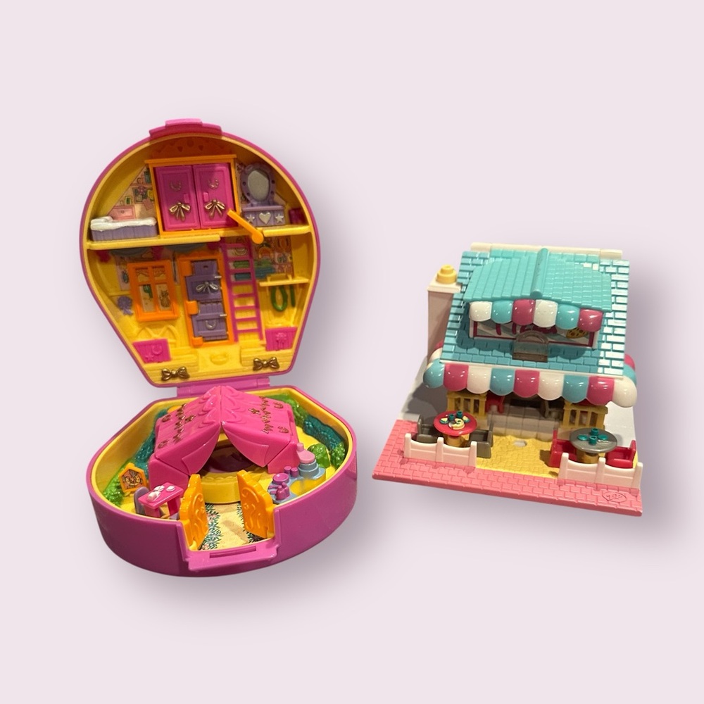 Vintage Blue Bird Polly Pocket Set Of Two Pizzeria And Pony Ride No Characters